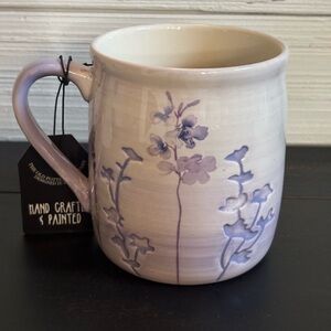 The Old Pottery Company Lavender Floral Hand Crafted & Painted Coffee Mug NEW
